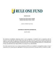Rule One Fund SAI 2026